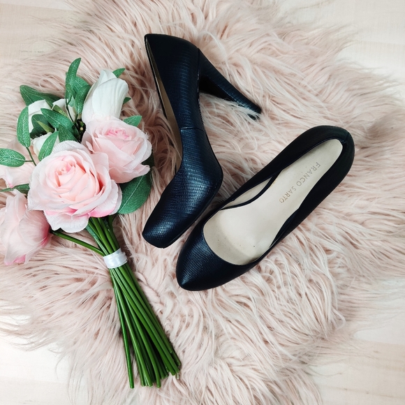 Franco Sarto Shoes - Franco Sarto navy crocodile textured pumps
